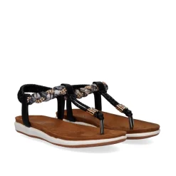 Mulher Exe Shoes Sandálias Planas*Sandálias De Dedo Liso F8043-32A Preta