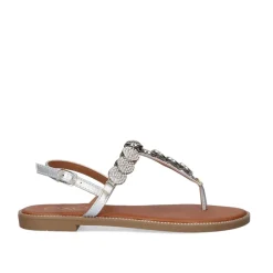 Mulher Exe Shoes Sandálias Planas*Sandálias De Dedo Plano P3374-374 Em Prata