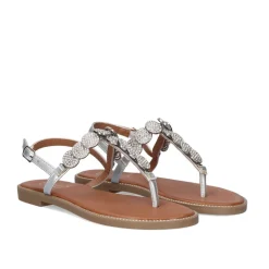 Mulher Exe Shoes Sandálias Planas*Sandálias De Dedo Plano P3374-374 Em Prata