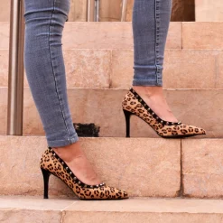 Mulher Exe Shoes Calçados De Salao*Sapato Calcanhar Diana-105 Leopard