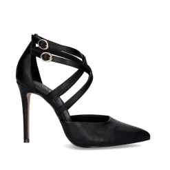Mulher Exe Shoes Calçados De Salao*Sapato Calcanhar Jessica-676 Preto Com Tiras