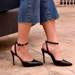 Mulher Exe Shoes Calçados De Salao*Sapato Calcanhar Jessica-673 Preto Snake