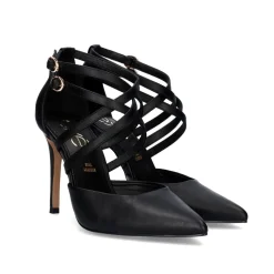 Mulher Exe Shoes Calçados De Salao*Sapato Calcanhar Jessica-676 Preto Com Tiras