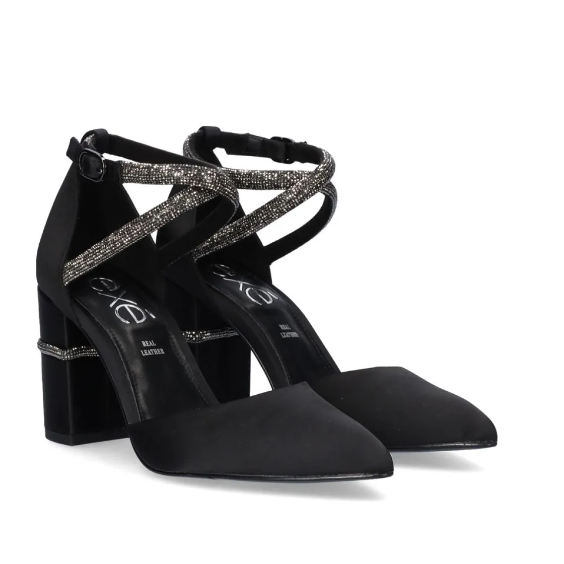 Mulher Exe Shoes Calçado De Festa*Sapato De Salto (>8 Cm) Exe Madlen-750 Satin Preto