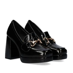 Mulher Exe Shoes Calçados De Salao*Sapato De Salto Alto Estilo Mocassim W2083-R3136 Cor Estilo Charol Black