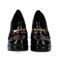 Mulher Exe Shoes Calçados De Salao*Sapato De Salto Alto Estilo Mocassim W2083-R3136 Cor Estilo Charol Black