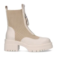 Mulher Exe Shoes Botins*Saque Militar Estilo Meia B079-F25 Bege