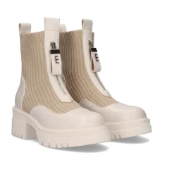 Mulher Exe Shoes Botins*Saque Militar Estilo Meia B079-F25 Bege