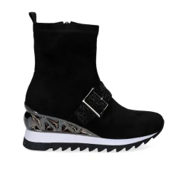 Mulher Exe Shoes Sneakers Mujer*Sneaker Botin Com Cunha Y2327-H258 Em Preto