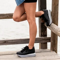 Mulher Exe Shoes Sneakers Mujer*Sneaker Plataforma Ex42 Em Preto