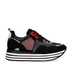 Mulher Exe Shoes Sneakers Mujer*Sneaker Plataforma Rg2210 Preto-Vermelho
