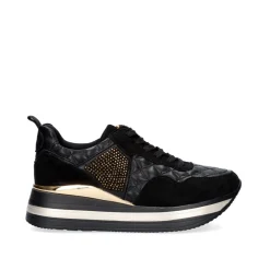 Mulher Exe Shoes Sneakers Mujer*Sneaker Plataforma Rg2210A Em Preto-Dourado