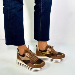 Mulher Exe Shoes Sneakers Mujer*Sneaker Plataforma Rg2210B Em Bronze Brilhante