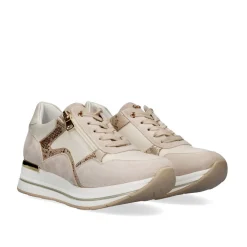 Mulher Exe Shoes Sneakers Mujer*Tenis Plataforma Bege 149-31Ex26