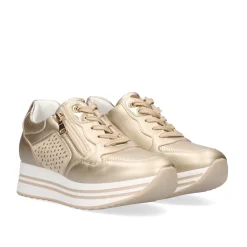 Mulher Exe Shoes Sneakers Mujer*Tenis Plataforma Dourado 131-31Ex24